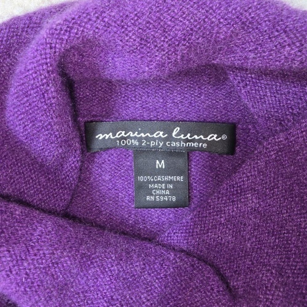 Marina Luna Purple‎ 100% Cashmere Turtleneck Sweater Size M - Picture 4 of 4